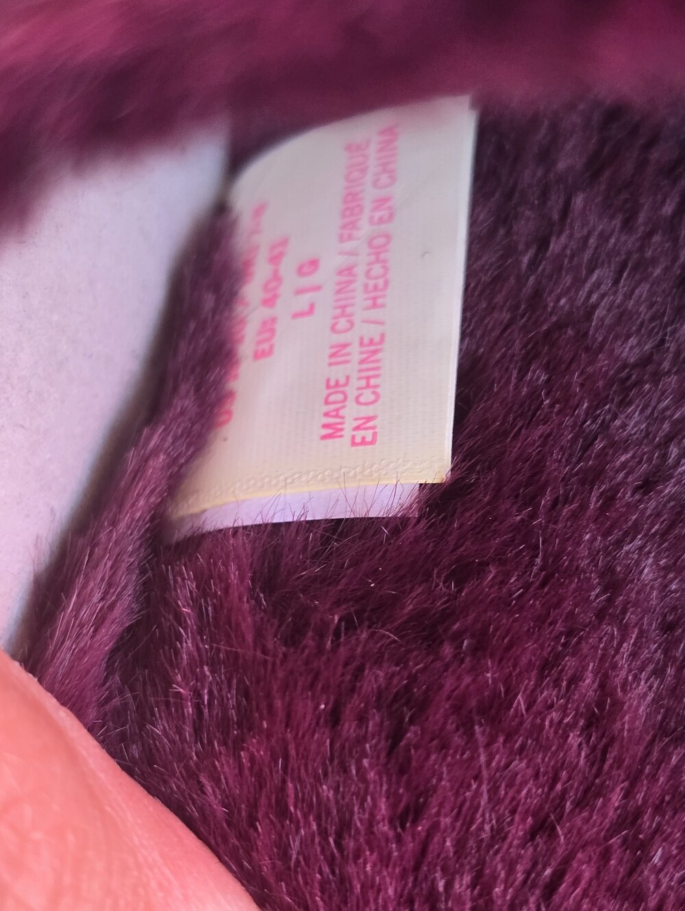 PINK Plush Fuzzy Slide Slippers in Deep Berry - Picture 4 of 4